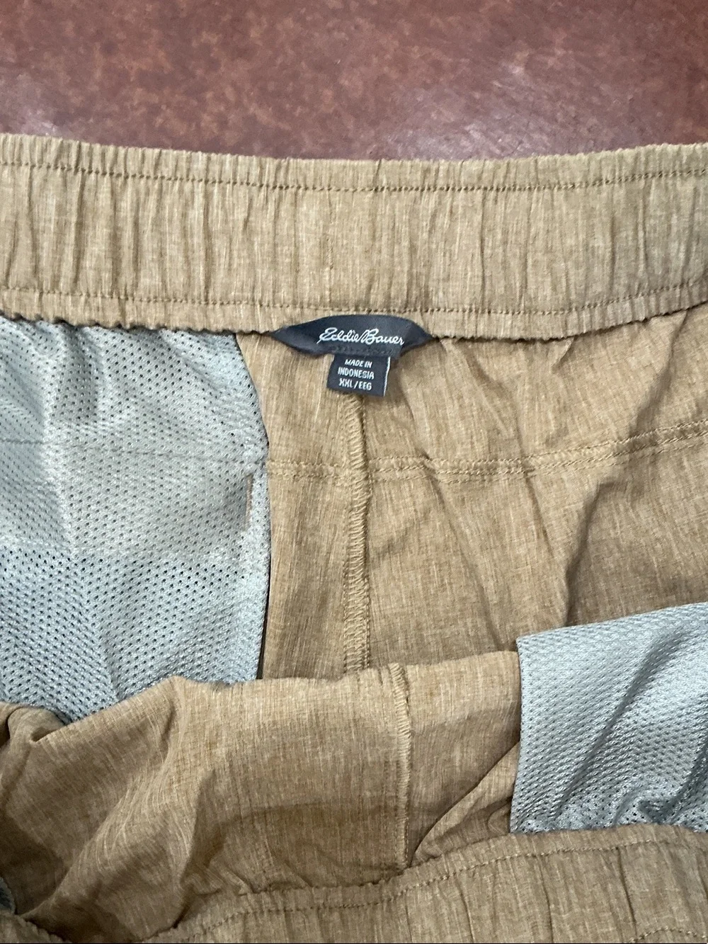 Eddie Bauer Light Tan Swim Trunks with Black Drawstring